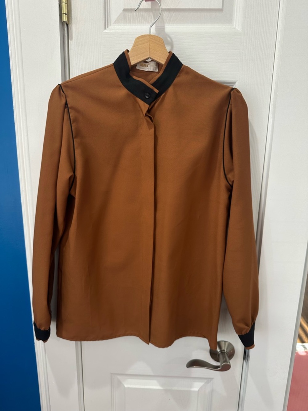Brown Blouse / Minimalist Chic Top / Elegant Office Shirt